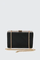 Ardene Quilted Box Clutch in Black | Faux Leather/Polyester