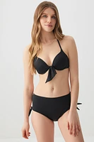 Ardene Side Bow High Waist Bikini Bottom in | Size | Polyester/Nylon/Elastane | Microfiber