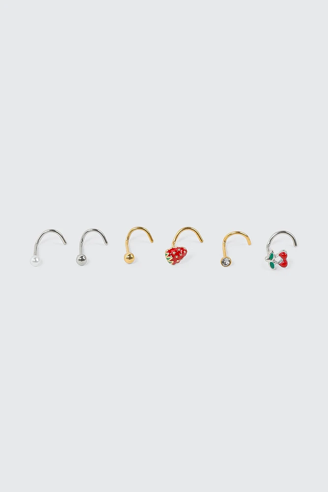 Ardene 6-Pack Fruit Nose Studs