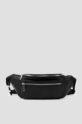 Ardene Faux Leather Fanny Pack in Black | Faux Leather/Polyester