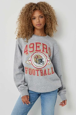 Ardene 49ERS Sweatshirt in Grey | Size XL | Polyester/Cotton | Fleece-Lined