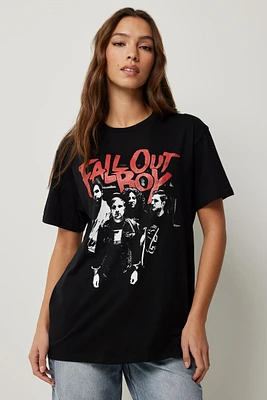 Ardene Fall Out Boy Graphic T-Shirt in Black | Size Large | 100% Cotton