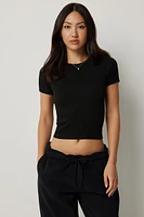 Ardene Seamless Crop Crew Neck T-Shirt in | Size | Polyester/Nylon/Elastane | Eco-Conscious