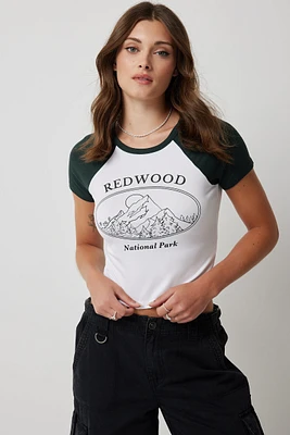 Ardene Super Soft Crop Raglan T-Shirt in White | Size | Polyester/Spandex