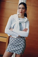 Ardene Mini Skirt with Slit in Grey | Size | Polyester/Elastane/Polyamide