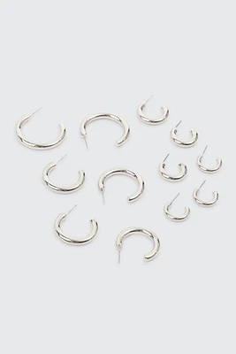 Ardene 6-Pack Hoop Earrings in Silver | Stainless Steel