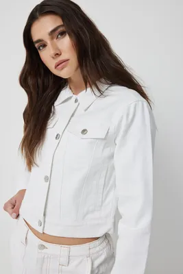 Ardene Classic Jean Jacket in White | Size XS | 100% Cotton