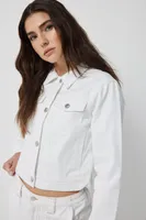 Ardene Classic Jean Jacket in White | Size Large | 100% Cotton