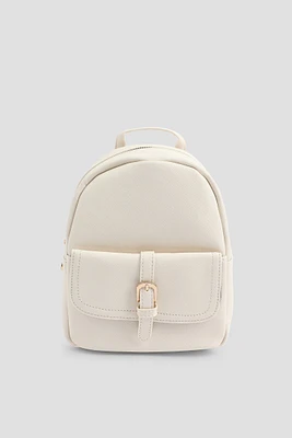 Ardene Small Backpack in White | Faux Leather/Polyester