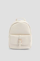 Ardene Small Backpack in White | Faux Leather/Polyester