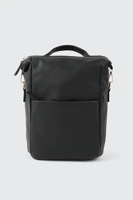 Ardene Black Faux Leather Backpack | Faux Leather/Polyester