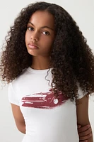 Ardene Kids Printed Crew Neck T-Shirt in | Size | Polyester/Elastane