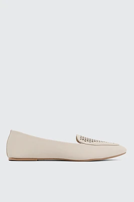 Ardene Ballet Flats with Laser Cut Pattern in Beige | Size | Eco-Conscious
