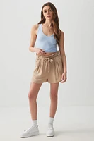 Ardene Basic Ultra High Rise Paperbag Shorts in Beige | Size | Viscose | Eco-Conscious | 100% Recycled