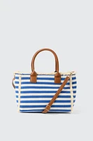Ardene Striped Tote Bag in Blue | 100% Recycled Polyester/Cotton | Eco-Conscious