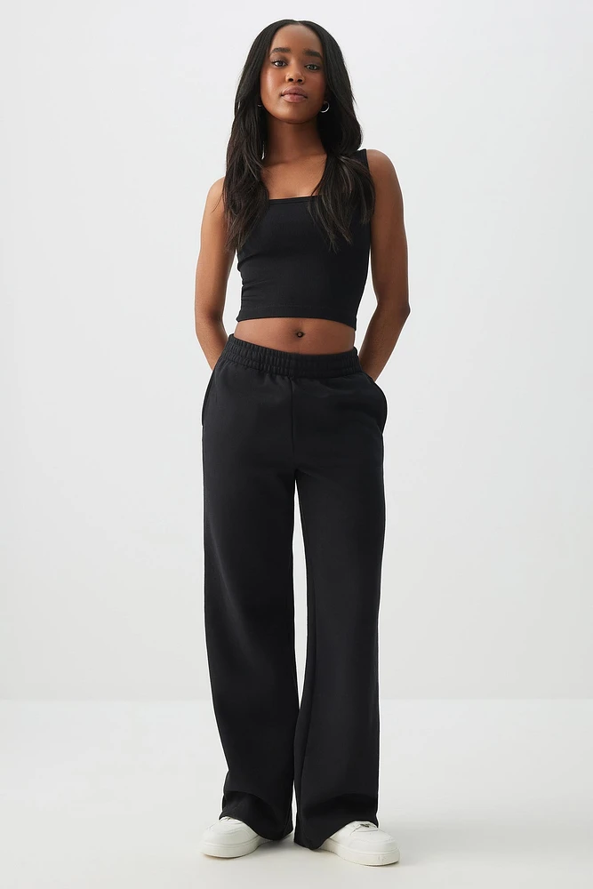 Ardene MADESOFT Fleece Straight Leg Sweatpants in Black Liquorice Twist | Size XL | Polyester/Cotton | Eco-Conscious