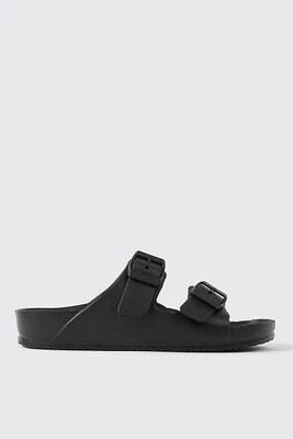 Ardene Two-Strap Sandals in Black | Size | Eco-Conscious