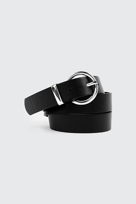 Ardene Round Buckle Belt in Black | Size Small | Faux Leather