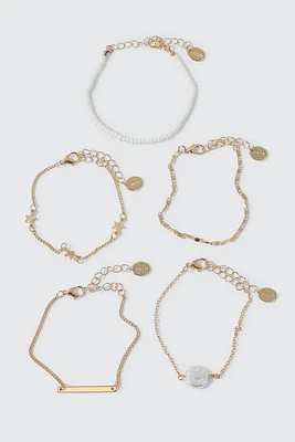 Ardene 5-Pack Star Charm Bracelets in Gold