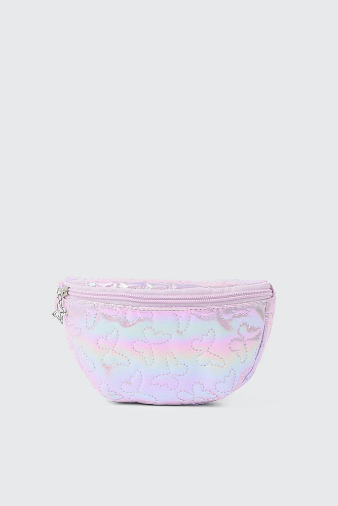 Ardene Kids Butterfly Pattern Fanny Pack in Lilac | Polyester/Nylon