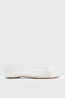 Ardene Lace Ballet Flats in White | Size