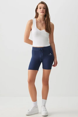 Ardene Super Soft Drawstring Biker Shorts in Dark Blue | Size | Polyester/Elastane | Eco-Conscious