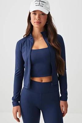 Ardene Butter Fitted Jacket in Dark Blue | Size Large | Nylon/Elastane
