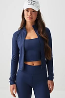 Ardene Butter Fitted Jacket in Dark Blue | Size Large | Nylon/Elastane