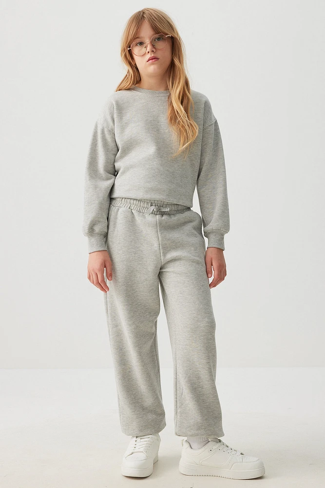 Ardene Kids Solid Sweatpants in Grey | Size | Polyester/Cotton | Fleece-Lined