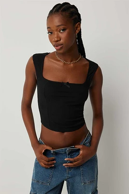 Ardene Square Neck Corset Tank in Black | Size | Spandex/Cotton