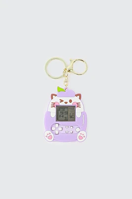 Ardene Kids Cat Game Keychain in Lilac