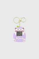 Ardene Kids Cat Game Keychain in Lilac