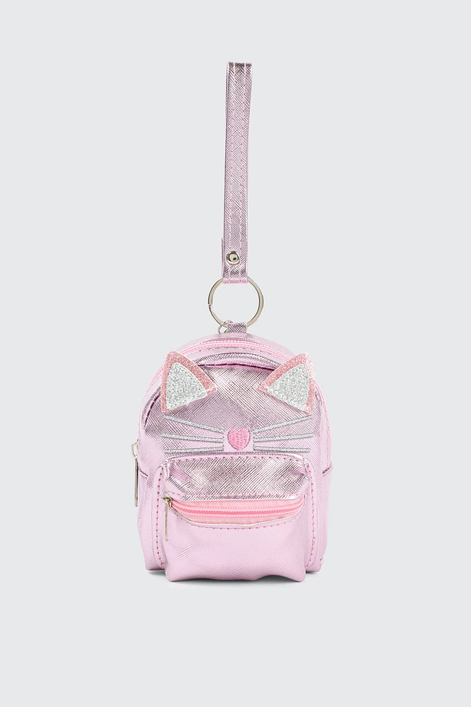 Ardene Kids Cat Backpack Coin Purse in Light Pink
