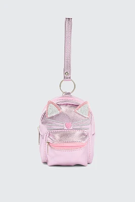 Ardene Kids Cat Backpack Coin Purse in Light Pink