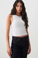 Ardene Basic Crop Picot Trim High Neck Tank Top in | Size | Polyester/Elastane