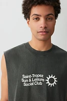 Ardene Man Boxy Graphic Muscle Tank Top For Men in Black | Size | 100% Cotton