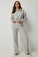 Ardene Straight Leg Sweatpants in Grey | Size Large | Polyester/Cotton | Fleece-Lined