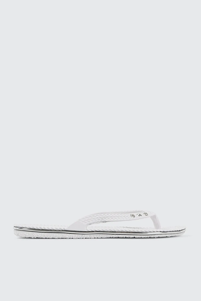 Ardene Braided Jelly Flip-Flops Sandals in White | Size