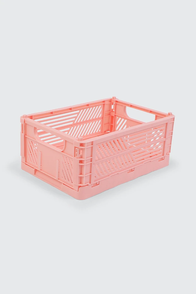 Ardene Folding Stackable Crate in Light Pink