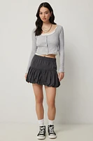 Ardene Pleated Bubble Mini Skirt in Dark Grey | Size | Nylon/Cotton