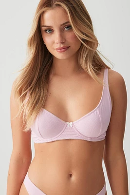 Ardene Pointelle Bralette Bikini Top in Light Pink | Size | Polyester/Nylon/Elastane