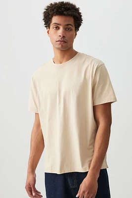 Ardene Man Solid Short Sleeve T-Shirt For Men in Beige | Size | 100% Cotton