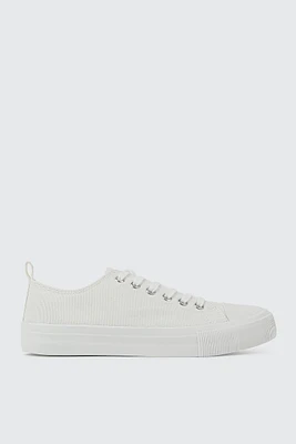 Ardene Low Top Sneakers with Toe Cap in White | Size | Eco-Conscious