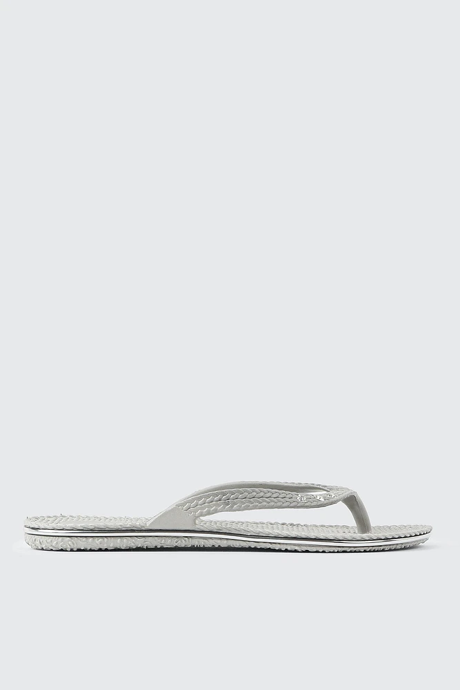 Ardene Braided Jelly Flip-Flops Sandals in Grey | Size
