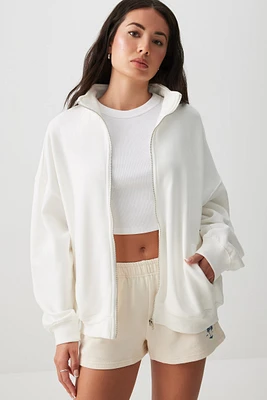 Ardene Mock Neck Zip Up Sweatshirt in White | Size | Polyester/Cotton | Fleece-Lined