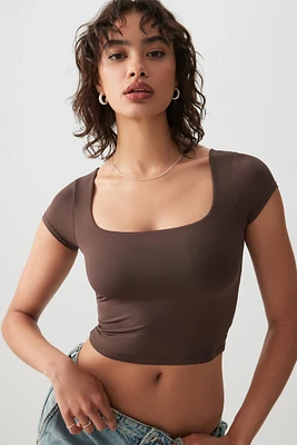 Ardene Contour Ultra Crop Square Neck T-Shirt in | Size | Elastane/Polyamide