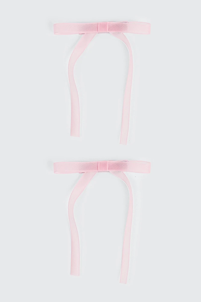 Ardene 2-Pack Tulle Hair Bows in Light Pink