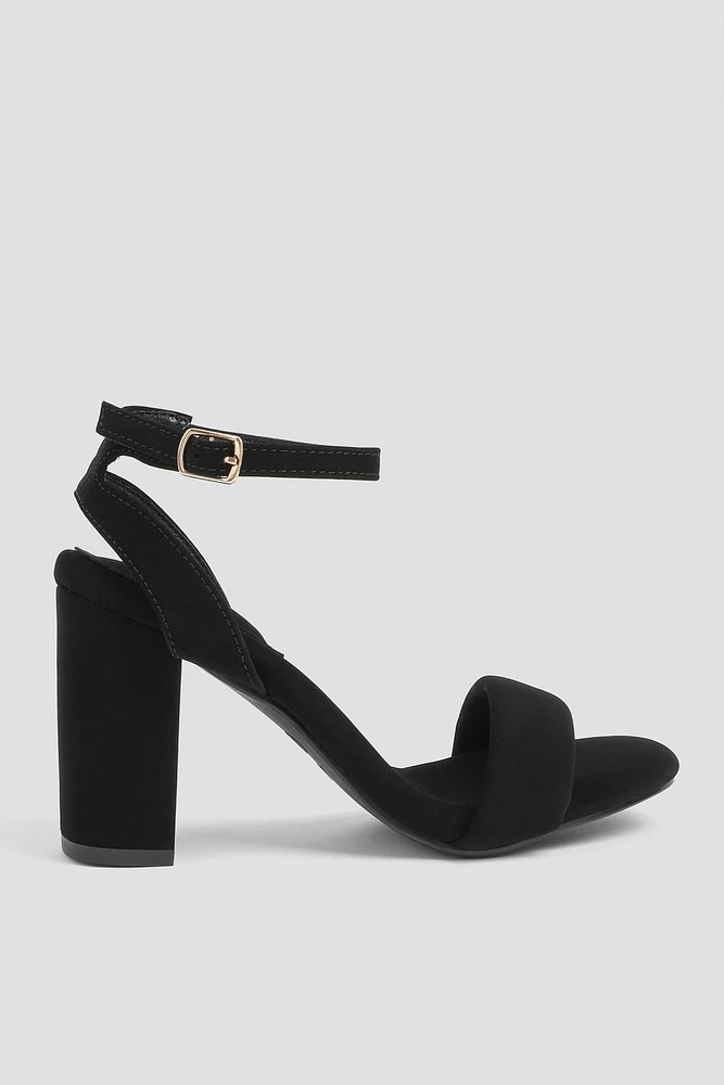 Ardene Faux Suede Bloc Heel Sandals in Black | Size 9 | Eco-Conscious