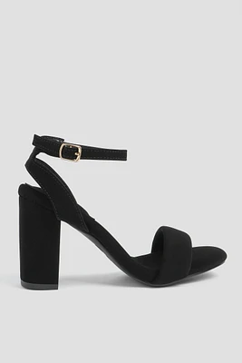 Ardene Faux Suede Bloc Heel Sandals in Black | Size 9 | Eco-Conscious