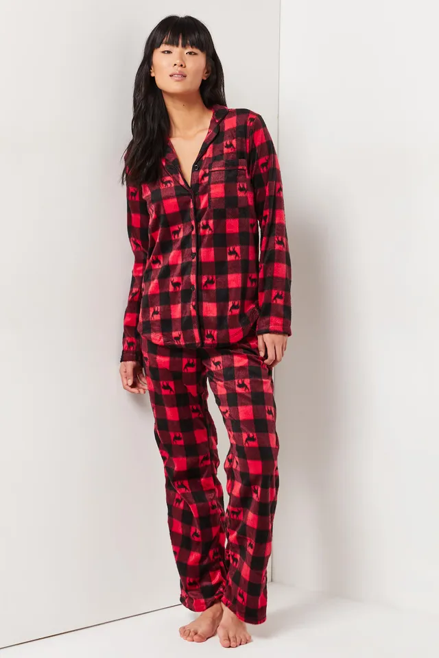 Ardene Buffalo Plaid Minky Fleece Pijama Set
